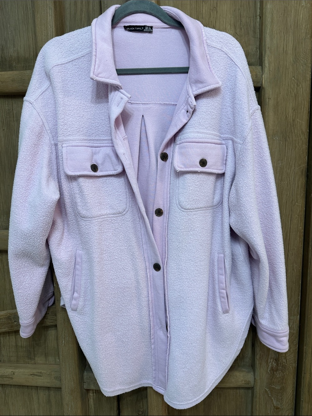 Black Tape_ Light Pink Teddy Fleece Jacket